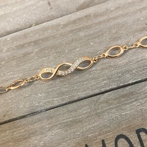 Gold Infinity Bracelet with Crystals